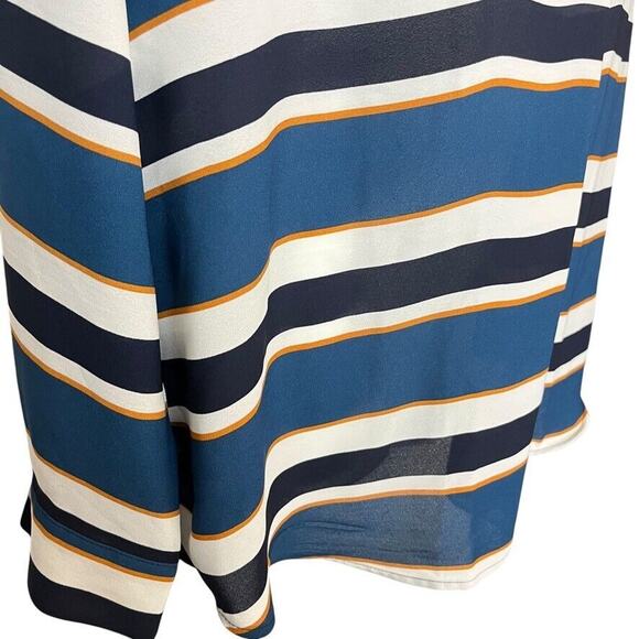 Ann Taylor Factory Womens Striped Long Sleeve V-Neck Career Blouse Top Shirt XL - Picture 2 of 16